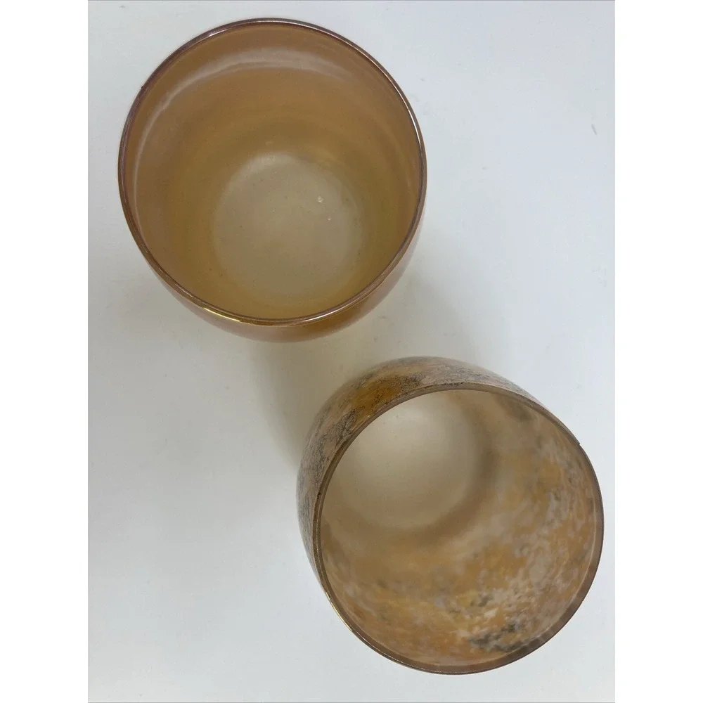 Pair of Hollowick Votive Candle Holder Gold‎ Amber Black Fleck New